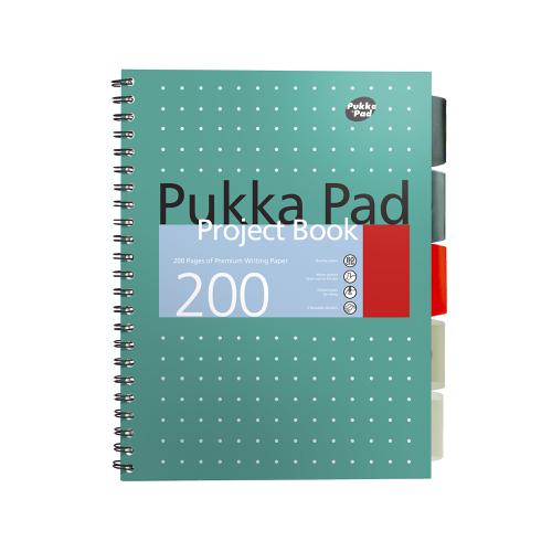 Pukka Metallic Project Book A4 80gsm Green Ref 8521-MET [Pack 3]