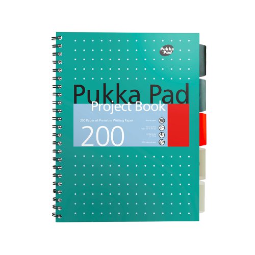 Pukka Metallic Project Book A4 80gsm Green Ref 8521-MET [Pack 3]