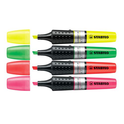 Stabilo Luminator Highlighters Chisel Tip 2-5mm Wallet Assorted Ref 71/4 [Pack 4] Stabilo