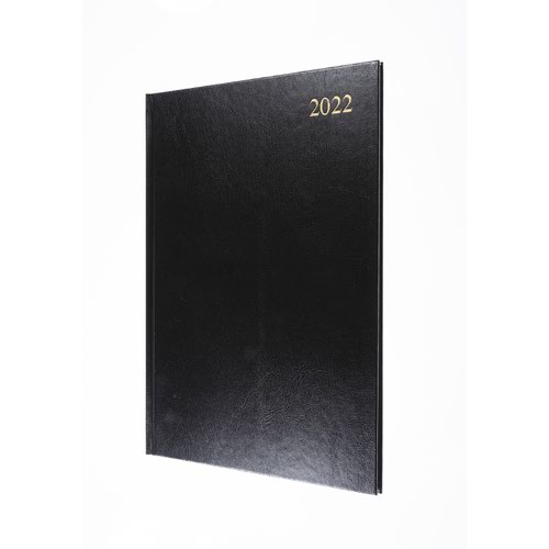 5 Star Office 2022 Diary Week to View Casebound and Sewn Vinyl Coated Board A4 297x210mm Black