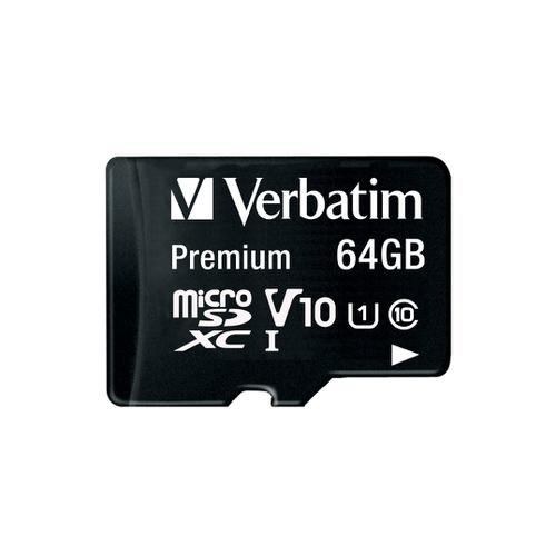 Verbatim Micro SDXC Card Including Adapter 64GB Black Ref 44084  143473