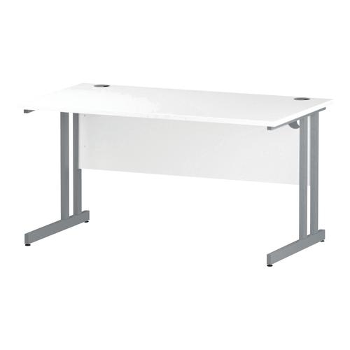 Trexus Rectangular Desk Silver Cantilever Leg 1400x800mm White Ref I000306