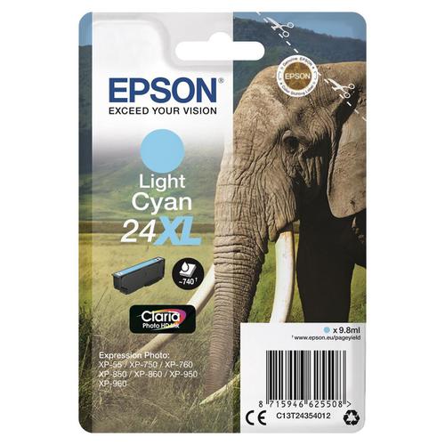 Epson 24XL Inkjet Cartridge High Yield 740pp 9.8ml Light Cyan Ref C13T24354012 Epson