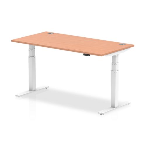 Trexus Sit Stand Desk With Cable Ports White Legs 1600x800mm Beech Ref HA01103