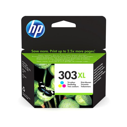 Hewlett Packard 303XL Inkjet Cartridge High Yield Page Life 415pp 10ml Tri-Colour Ref T6N03AE