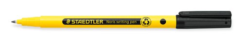 Staedtler 307 Noris Handwriting Pen Fibre Tipped 0.8mm Tip 0.6mm Line Recycled Black Ref 307-9 [Pack 10]