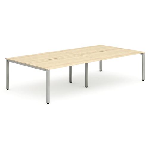 Trexus Bench Desk 4 Person Back to Back Configuration Silver Leg 2800x1600mm Maple Ref BE251