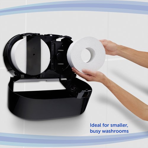Scott Mini Twin Toilet Tissue Dispenser Black 145722 Buy online at Office 5Star or contact us Tel 01594 810081 for assistance