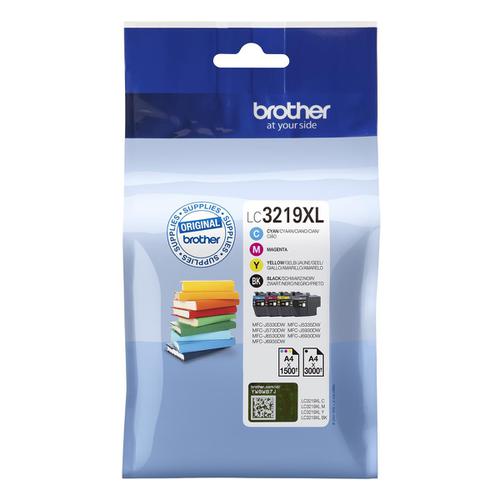 Brother LC3219XLVAL Inkjet Cart HY Page Life 3000pp Black Cyan/Mag/Yel 1500pp Ref LC3219XLVAL [Pack 4]