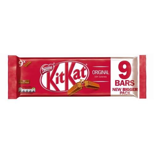 Nestle Kit Kat Bars Milk Chocolate 2 Fingers Ref 12339411 [Pack 9]