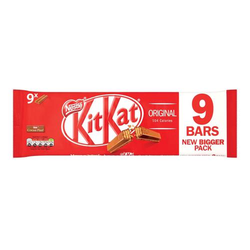 Nestle Kit Kat Bars Milk Chocolate 2 Fingers Ref 12339411 [Pack 9] Nestle