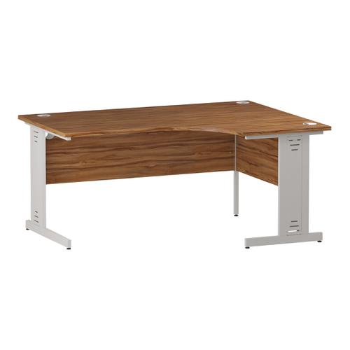 Trexus Radial Desk Right Hand White Cable Managed Leg 1600/1200mm Walnut Ref I002147