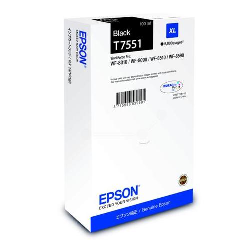 Epson T7551 Inkjet Cartridge High Yield 100ml Page Life 5000pp Black Ref C13T755140
