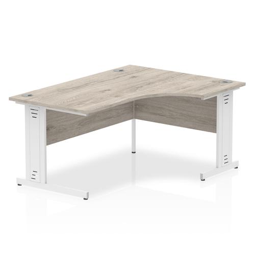 Trexus Radial Desk Right Hand White Cable Managed Leg 1800mm Grey Oak Ref I003535