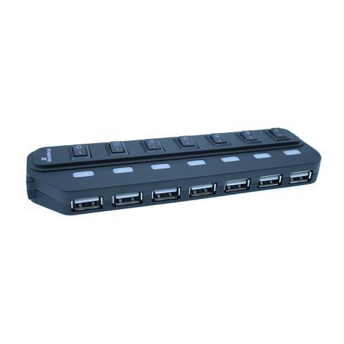 MediaRange USB 2.0 Hub With Separate Switches 7 Ports Black Ref MRCS504 MediaRange