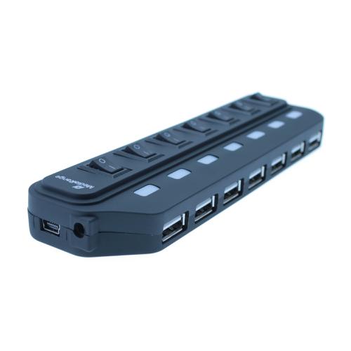 MediaRange USB 2.0 Hub With Separate Switches 7 Ports Black Ref MRCS504
