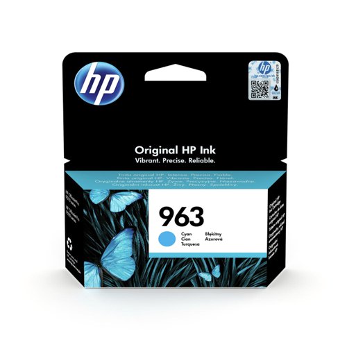 Hewlett Packard 963 Inkjet Cartridge Page Life 700pp 10.7ml Cyan Ref 3JA23AE