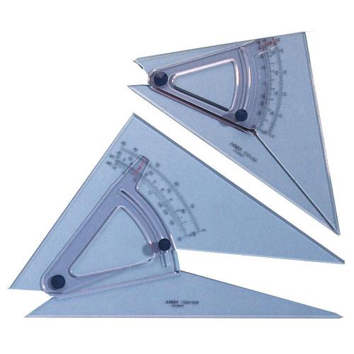 Linex Adjustable Set Square Precision 0.5 Degree Scale Bevelled Edge 250x320mm Clear Ref LXB1120/10B  146748