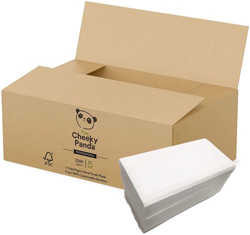 Cheeky Panda V-Fold Flushable Hand Towels [3200 Sheets] The Cheeky Panda Ltd