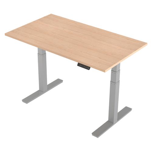Trexus Sit-Stand Desk Height-adjustable Silver Leg Frame 1400/800mm Maple Ref HA01014