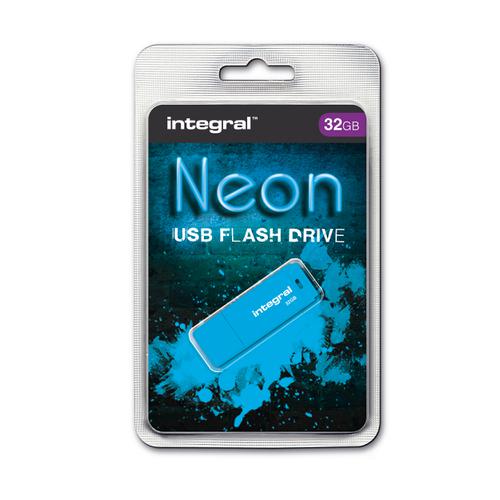 Integral Neon USB Drive 2.0 32GB Blue Ref INFD32GBNEONB