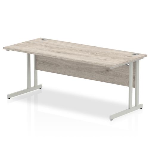 Trexus Rectangular Desk Silver Cantilever Leg 1800x800mm Grey Oak Ref I003078