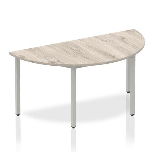 Trexus Semi-circular Box Frame Silver Leg Table 1600x800mm Grey Oak Ref I003259