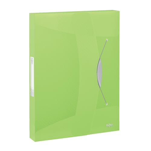 Rexel Choices Box File PP Elastic Strap 40mm Spine A4 Trans Green Ref 2115671