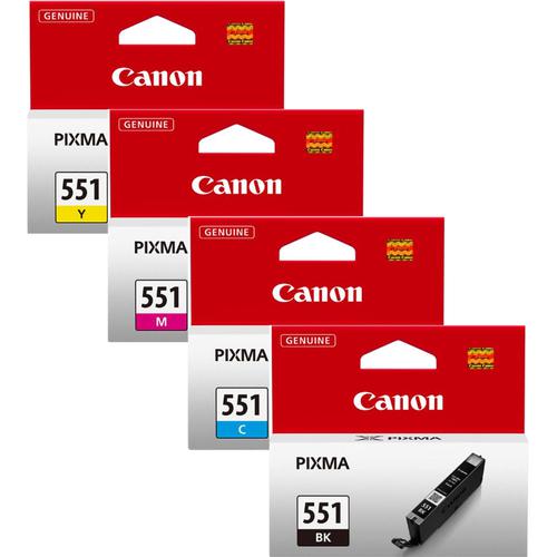 Canon CLI-551 IJ Carts Page Life 121ppCyan/132ppMagenta /130ppYel/376pp Blk7ml Ref 6509B009 [Pack 4]