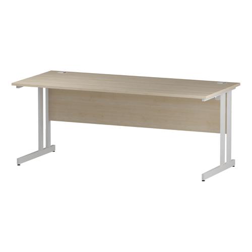 Trexus Rectangular Slim Desk White Cantilever Leg 1800x600mm Maple Ref I002430