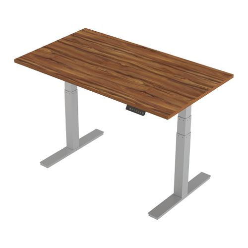 Trexus Sit-Stand Desk Height-adjustable Silver Leg Frame 1400/800mm Walnut Ref HA01006