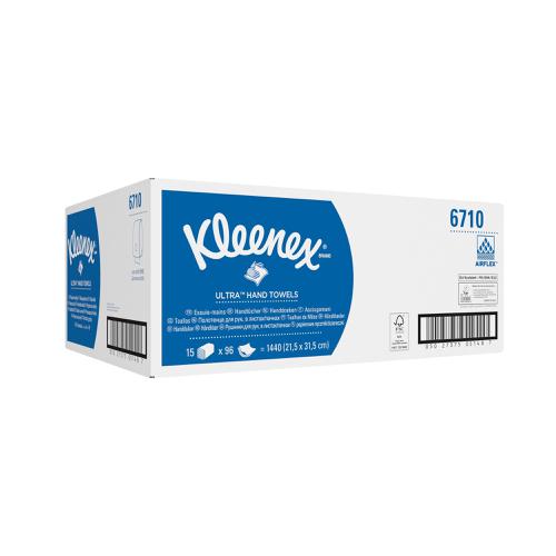 Kleenex Ultra Hand Towels 3-ply 215x315mm 96 Towels per Sleeve White Ref 6710 [Pack Sleeve 15]