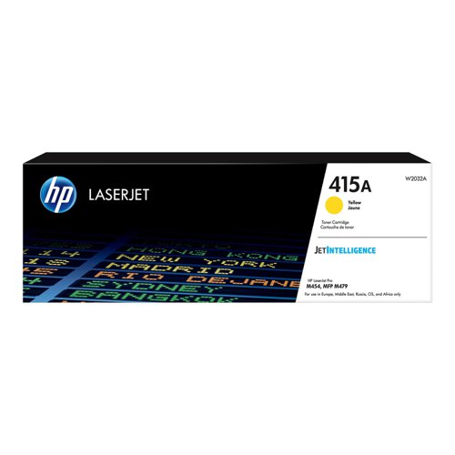 Hewlett Packard 415A Laser Toner Cartridge Page Life 2100pp Yellow Ref W2032A