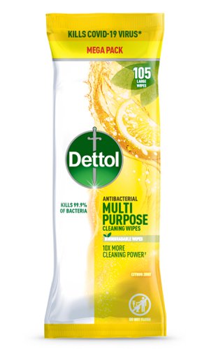 Dettol Multi Purpose citrus Wipes 105 Sheets