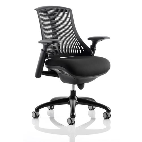 Trexus Flex Task Operator Chair With Arms Black Fabric Seat Black Back Black Frame Ref KC0071