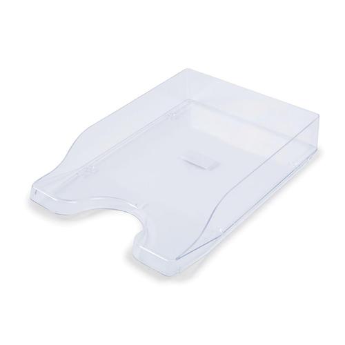 Glass Clear Letter Tray High-Impact Polystyrene for A4/Foolscap W258xD350xH66mm Clear Deflecto Ltd