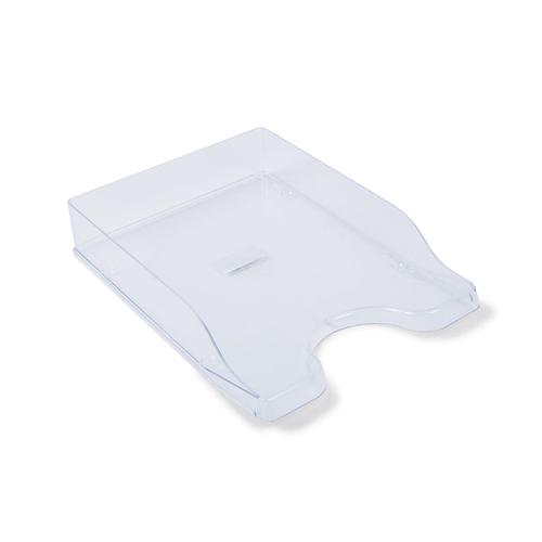 Glass Clear Letter Tray High-Impact Polystyrene for A4/Foolscap W258xD350xH66mm Clear Deflecto Ltd