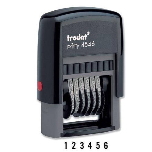 Trodat Printy 4846 Numberer Stamp Plastic Self-inking 6-digit 24x4mm Ref 89376 344301 Buy online at Office 5Star or contact us Tel 01594 810081 for assistance