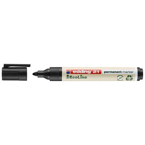 Edding 21 Ecoline Climate Neutral Bullet Tipped Permanent Marker Black 4-21001 Pack x 10