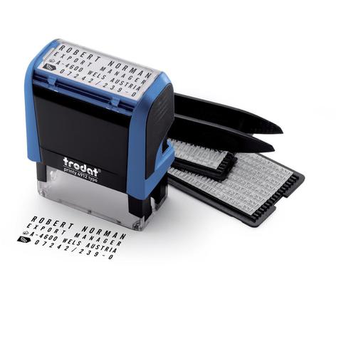 Trodat 4912 Printy Typo D-I-Y Stamp Kits Ink Tweezers and Lettering 3mm 4mm 4 Line Ref 43197 150872 Buy online at Office 5Star or contact us Tel 01594 810081 for assistance