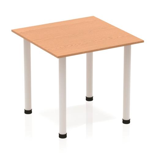 Sonix Square Silver Post Leg Table 800x800mm Oak Ref BF00203
