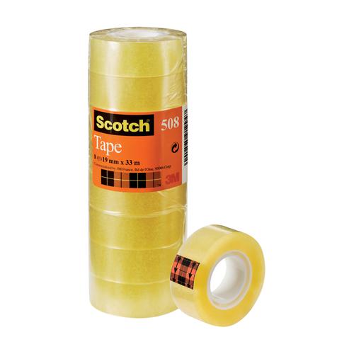 Scotch 508 Clear Tape 19mmx33m Clear Ref 7000033901 [Pack 8]
