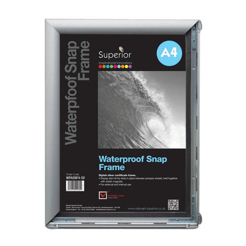 Waterproof Snap Frame PVC Anti-glare Cover Includes Screw Kit Rubber Seal A4 297x210mm Silver 4086238 Buy online at Office 5Star or contact us Tel 01594 810081 for assistance