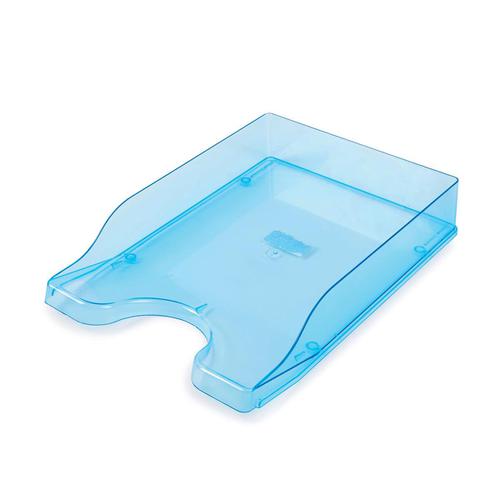Glass Clear Letter Tray High-Impact Polystyrene for A4/Foolscap W258xD350xH66mm Clear Blue  151765