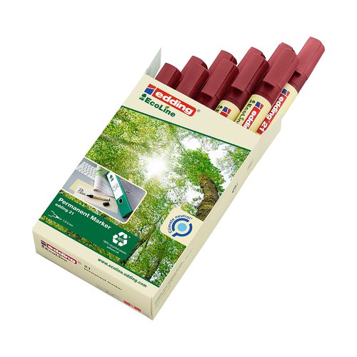 Edding 21 Ecoline Climate Neutral Bullet Tipped Permanent Marker Red 4-21002 Pack x 10