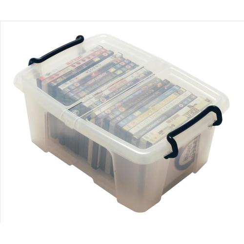 Strata Smart Box Clip-On Folding Lid Carry Handles 12 Litre Clear Ref HW671CLR Strata Products Ltd