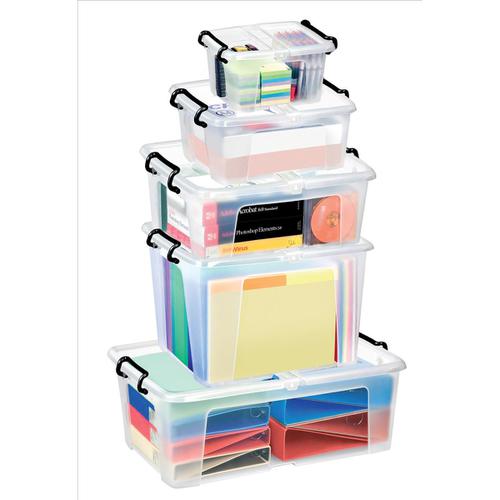 Strata Smart Box Clip-On Folding Lid Carry Handles 12 Litre Clear Ref HW671CLR 870196 Buy online at Office 5Star or contact us Tel 01594 810081 for assistance