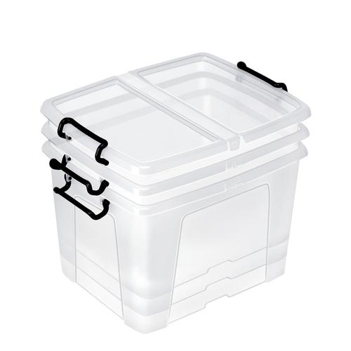 Strata Smart Box Clip-On Folding Lid Carry Handles 40 Litre Clear Ref HW674CLR  870226
