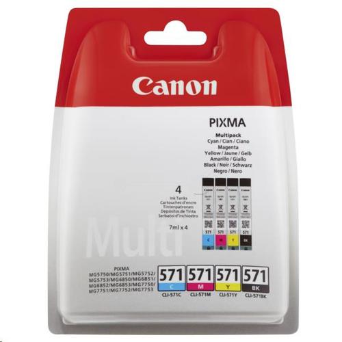 Canon CLI-571 Inkjet Cartridges Page Life 349pp 7ml Cyan/Magenta/Yellow/Black Ref 0386C005 [Pack 4]