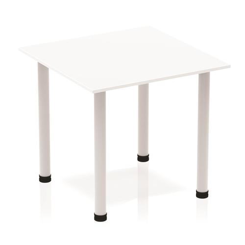 Sonix Square Silver Post Leg Table 800x800mm White Ref BF00202